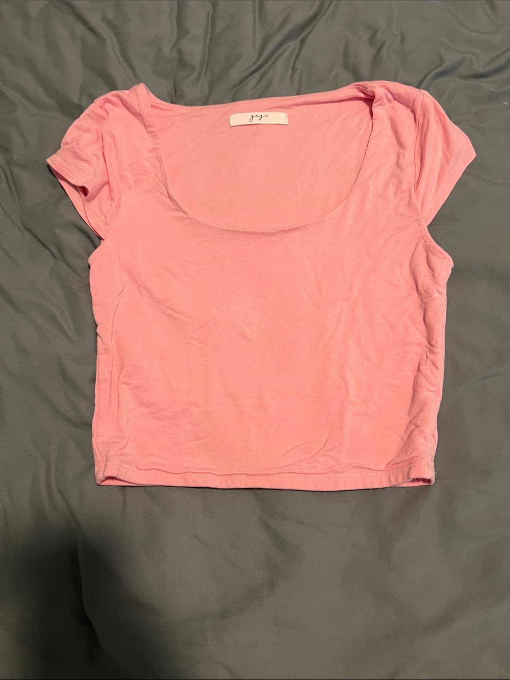 T.J.Maxx Pink Scoop-Neck Short Sleeve Crop Top